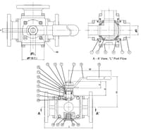 Inline Industries Multi-Port Flanged Ball Valve, 509F